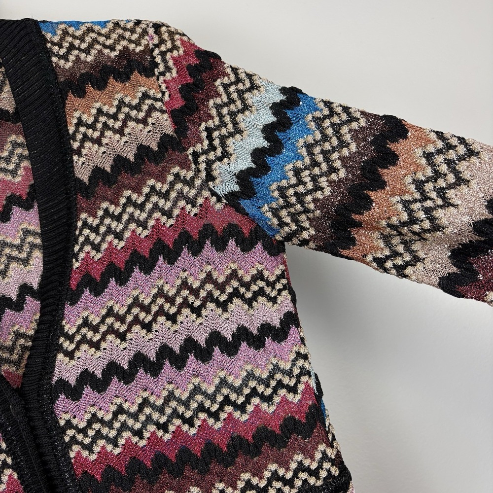 Vintage Missoni Cardigan Sweater Women's Zig Zag Italy Made 90s Read - Picture 4 of 10